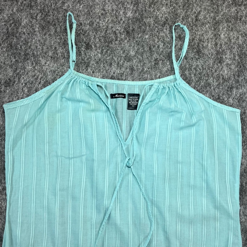 Maurices Cami Tank Top Women XL Light Blue Cotton Peplum Boho Peasant Y2K Airy - Picture 3 of 9
